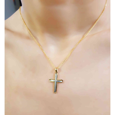 Χρυσός Ανδρικός σταυρός με αλυσίδα 14 Καρατίων