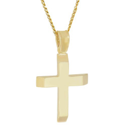 Χρυσός ανδρικός σταυρός με αλυσίδα 14 Καρατίων