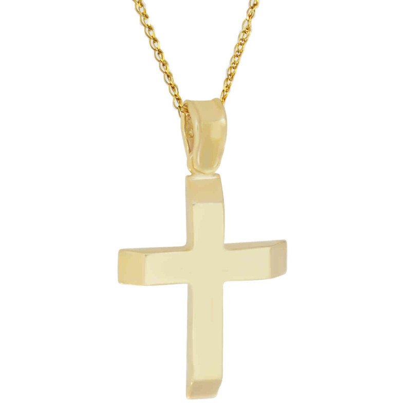 Χρυσός ανδρικός σταυρός με αλυσίδα 14 Καρατίων