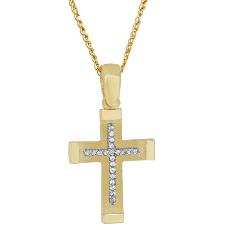 Χρυσός γυναικείος σταυρός με αλυσίδα 14 Καρατίων