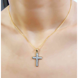 Χρυσός ανδρικός σταυρός με αλυσίδα 14 Καρατίων