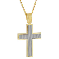 Χρυσός ανδρικός σταυρός με αλυσίδα 14 Καρατίων