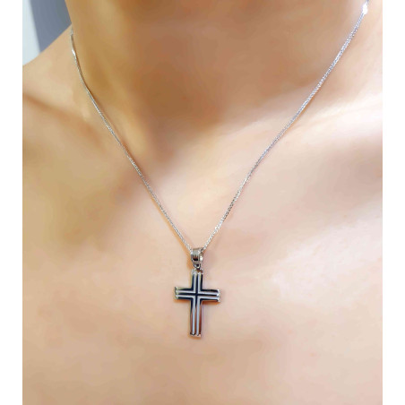 Λευκόχρυσος αντρικός σταυρός 14 Καρατίων