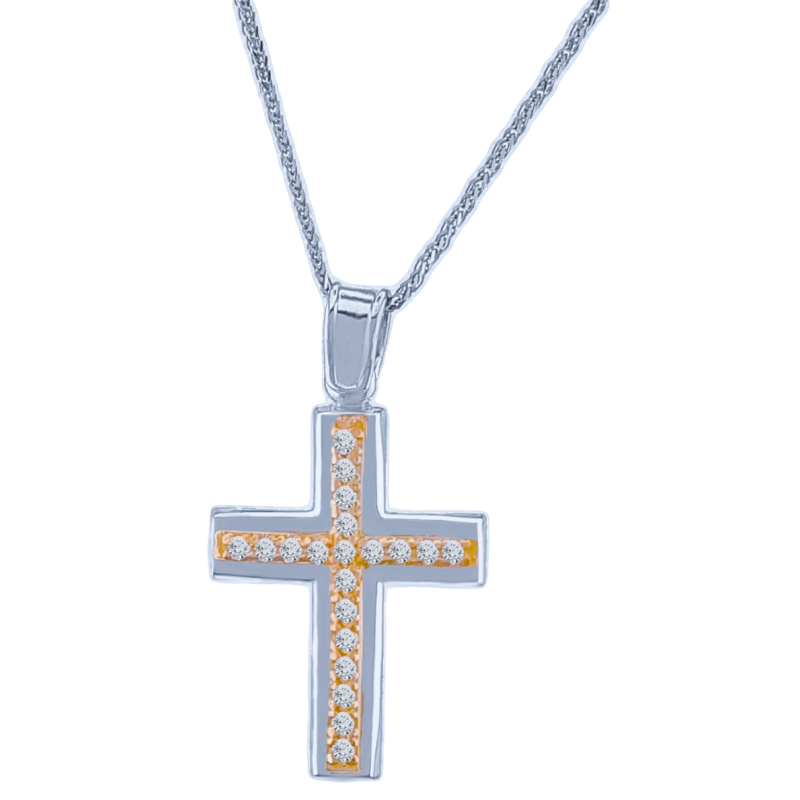 Λευκοχρυσος Σταυρός για Κοριτσι 14 Καρατίων 