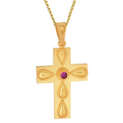 Χρυσός γυναικείος σταυρός με αλυσίδα 14 Καρατίων
