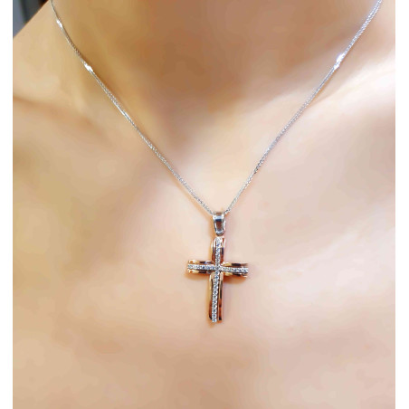 Λευκόχρυσος γυναικείος σταυρός 14 Καρατίων