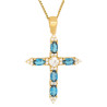 Χρυσός γυναικείος σταυρός με αλυσίδα 14 Καρατίων με blue london