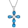 Λευκόχρυσος γυναικείος σταυρός με αλυσίδα 14 Καρατίων με blue london
