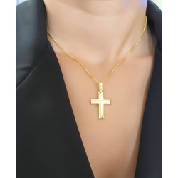 Χρυσός Ανδρικός σταυρός με αλυσίδα 14 Καρατίων