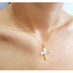 Χρυσός γυναικείος σταυρός με αλυσίδα 14 Καρατίων