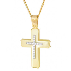 Χρυσός γυναικείος σταυρός με αλυσίδα 14 Καρατίων