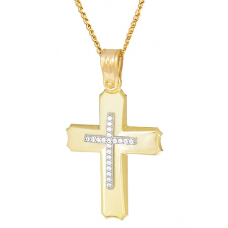 Χρυσός γυναικείος σταυρός με αλυσίδα 14 Καρατίων
