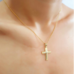 Χρυσός ανδρικός σταυρός με αλυσίδα 14 Καρατίων