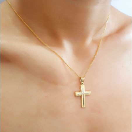 Χρυσός ανδρικός σταυρός με αλυσίδα 14 Καρατίων