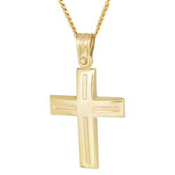 Χρυσός Ανδρικός Σταυρός Με Αλυσίδα 14 Καρατίων
