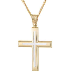 Χρυσός Ανδρικός Σταυρός Με Αλυσίδα 14 Καρατίων