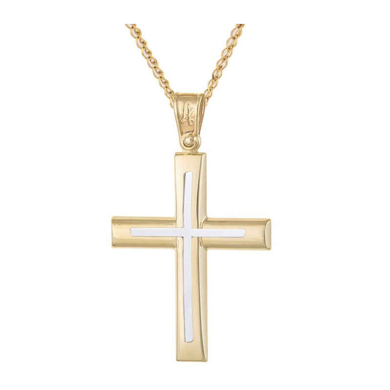 Χρυσός Ανδρικός Σταυρός Με Αλυσίδα 14 Καρατίων