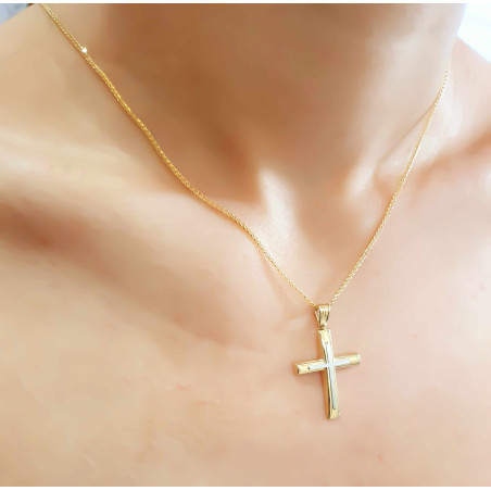 Χρυσός Ανδρικός Σταυρός Με Αλυσίδα 14 Καρατίων