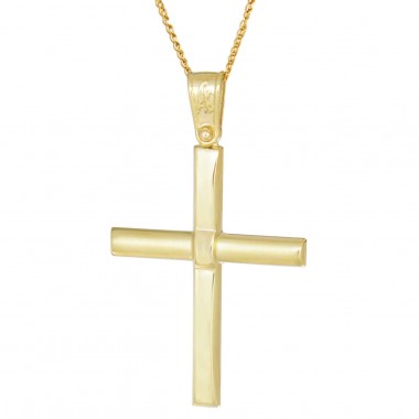 Χρυσός Ανδρικός σταυρός με αλυσίδα 14 Καρατίων