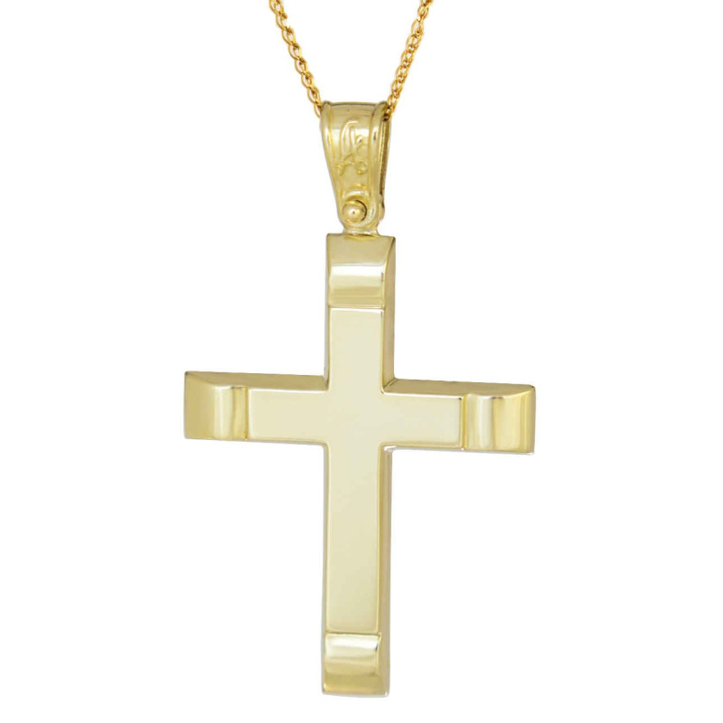 Χρυσός Ανδρικός σταυρός με αλυσίδα 14 Καρατίων