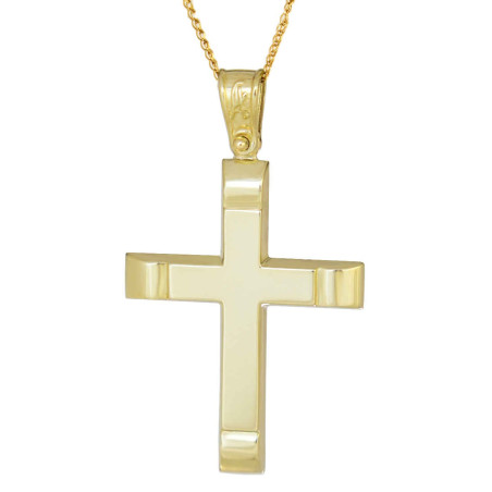 Χρυσός Ανδρικός σταυρός με αλυσίδα 14 Καρατίων
