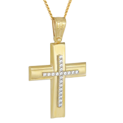 Χρυσός γυναικείος σταυρός με αλυσίδα 14 Καρατίων