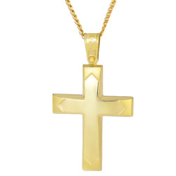 Χρυσός Ανδρικός σταυρός με αλυσίδα 14 Καρατίων