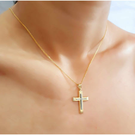 Χρυσός γυναικείος σταυρός με αλυσίδα 14 Καρατίων