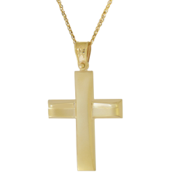 Χρυσός Ανδρικός σταυρός με αλυσίδα 14 Καρατίων