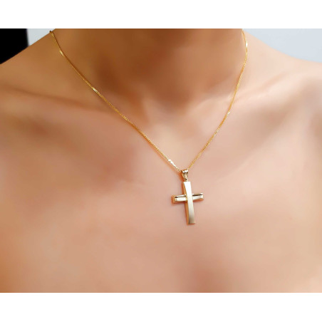 Χρυσός Ανδρικός σταυρός με αλυσίδα 14 Καρατίων