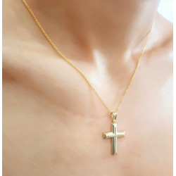 Χρυσός Ανδρικός σταυρός με αλυσίδα 14 Καρατίων