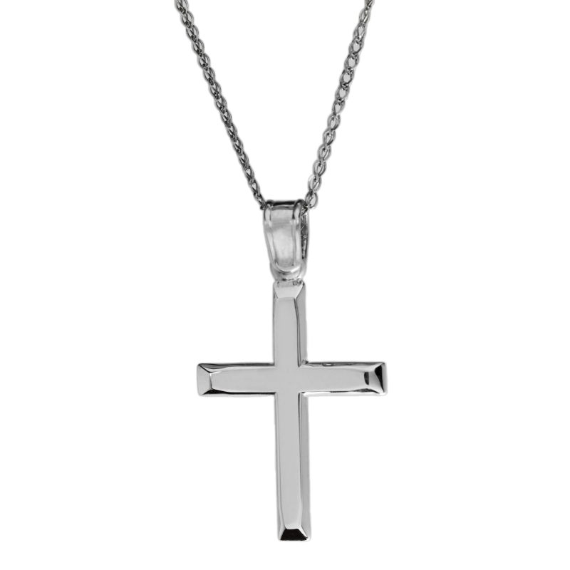 Λευκόχρυσος ανδρικός σταυρός 14 Καρατίων