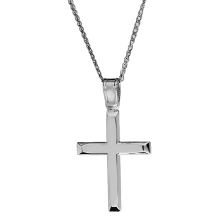 Λευκόχρυσος ανδρικός σταυρός 14 Καρατίων