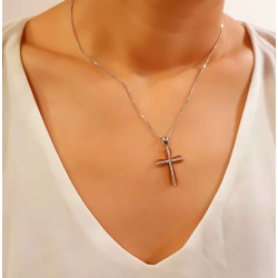 Λευκόχρυσος γυναικείος σταυρός 14 Καρατίων