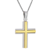Λευκόχρυσος ανδρικός σταυρός με αλύσιδα 14 Καρατίων