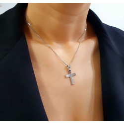 Λευκόχρυσος αντρικός σταυρός 14 Καρατίων