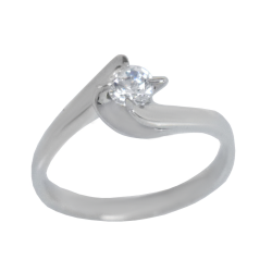 Μονόπετρο από λευκόχρυσο 14 καρατίων