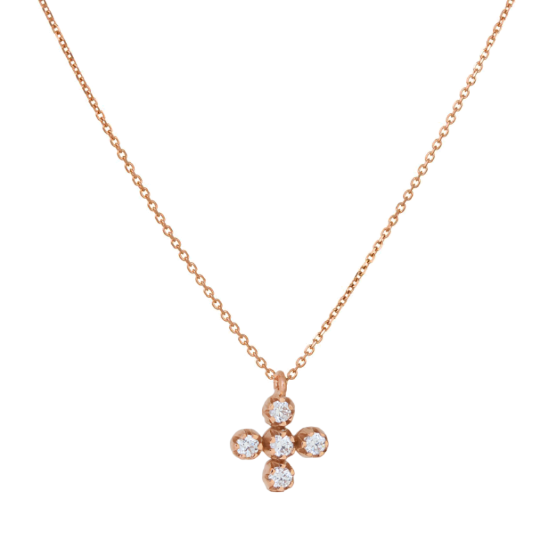 Κολιέ Ροζ χρυσό 14 καρατίων σταυρουδάκι