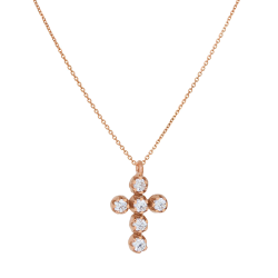 Κολιέ Ροζ χρυσό 14 καρατίων σταυρουδάκι