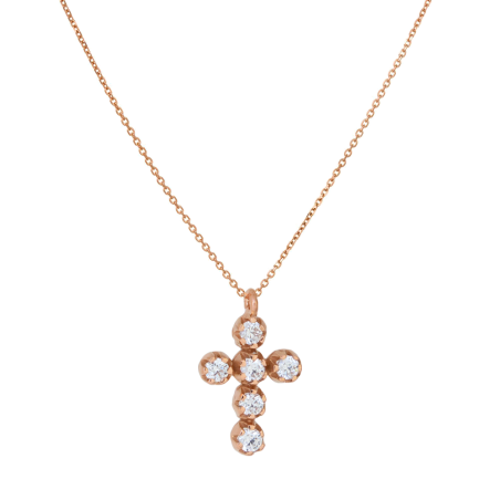 Κολιέ Ροζ χρυσό 14 καρατίων σταυρουδάκι