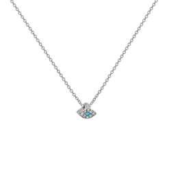 Κολιέ λευκόχρυσο 14 καρατίων ματάκι