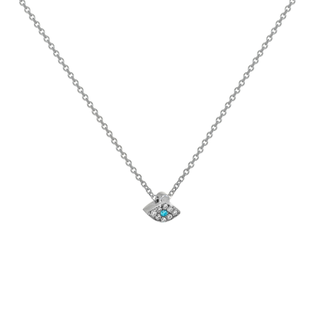 Κολιέ λευκόχρυσο 14 καρατίων ματάκι