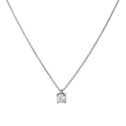 Κολιέ μονόπετρο λευκόχρυσο 14 καρατίων