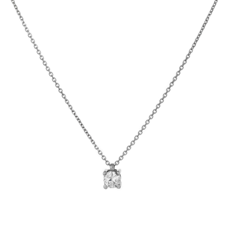 Κολιέ μονόπετρο λευκόχρυσο 14 καρατίων