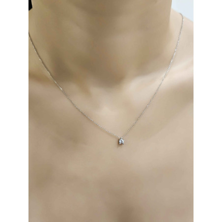 Κολιέ μονόπετρο λευκόχρυσο 14 καρατίων