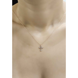 Κολιέ Ροζ χρυσό 14 καρατίων σταυρουδάκι