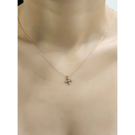 Κολιέ Ροζ χρυσό 14 καρατίων σταυρουδάκι