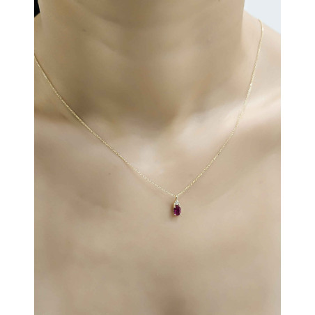 Κολιέ χρυσό 14 καρατίων μονόπετρο οβάλ