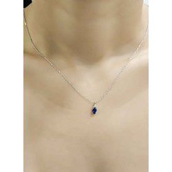 Κολιέ Λευκόχρυσο 14 καρατίων μονόπετρο οβάλ