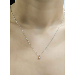 Κολιέ Λευκόχρυσο 9 καρατίων μονόπετρο οβάλ